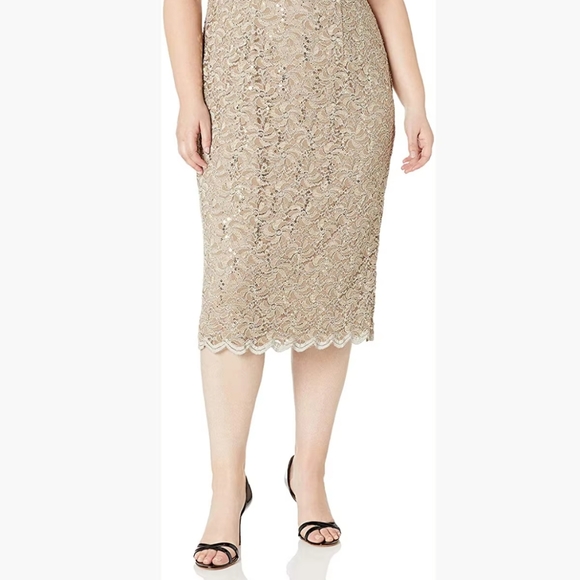 R&M Richards Lace Sequin Sleeveless Sheath Cocktail Dress Size 14W EUC - Picture 7 of 10